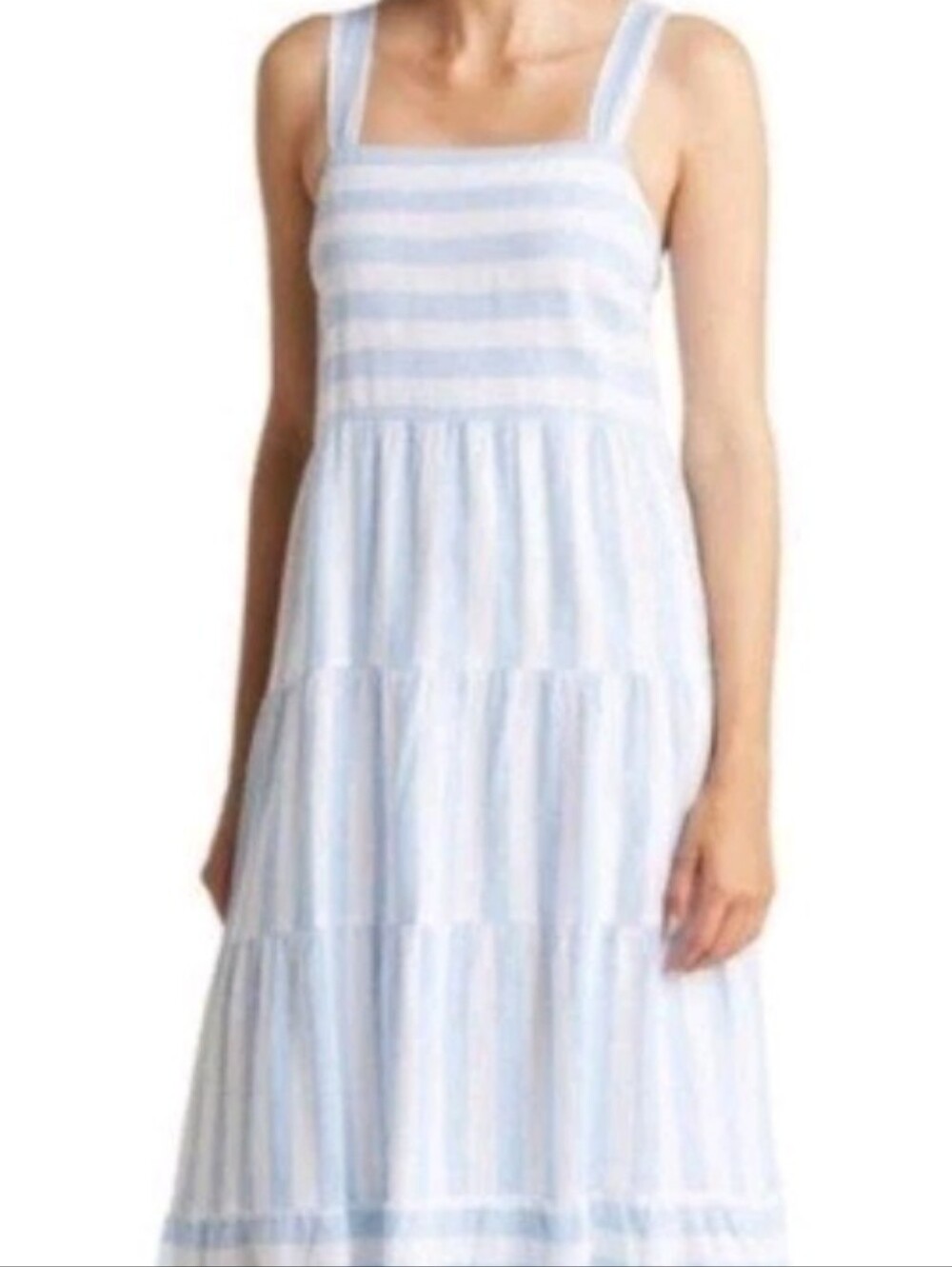 Coastal Blue & White Stripe Midi Dress